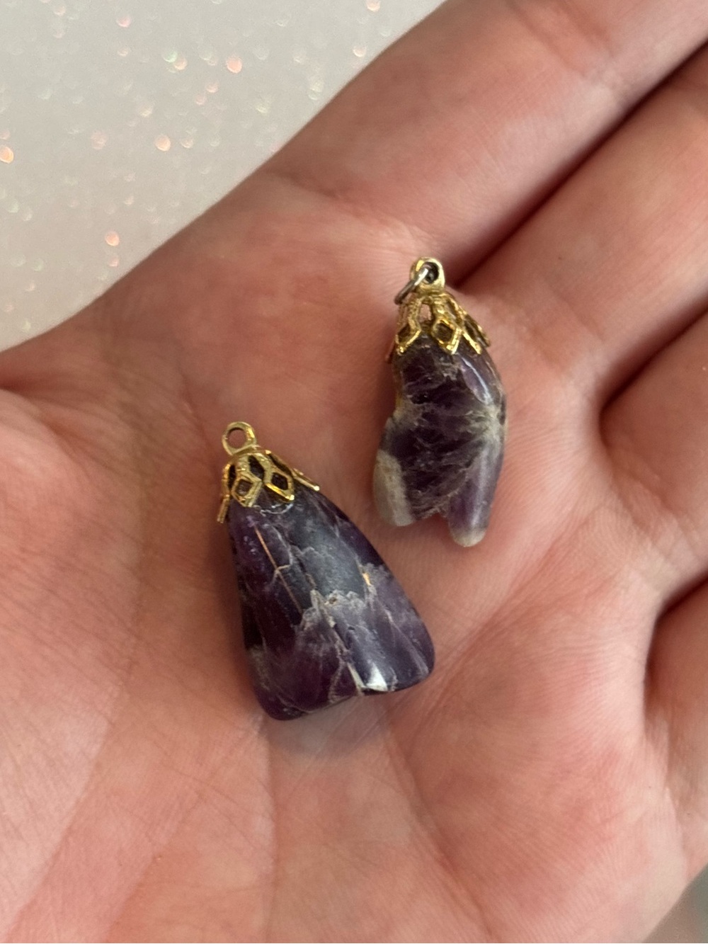 Vintage Amethyst Gold-Tone Charms